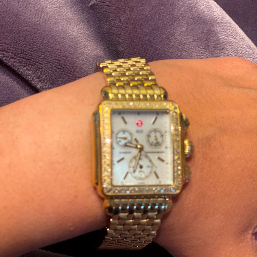 100% authentic Michele watch yellow gold